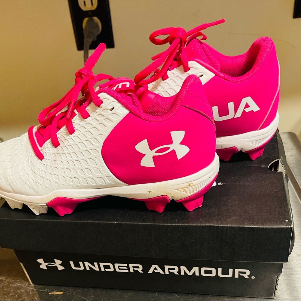 Under Armour Pink and White Sneakers with Mesh Upper